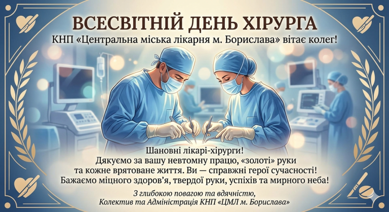 Шановні лікарі-хірурги щиро вітаємо вас із професійним святом – Всесвітнім днем хірурга!