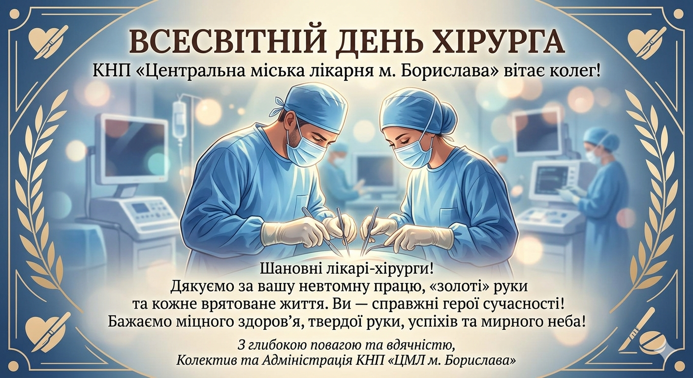 Шановні лікарі-хірурги щиро вітаємо вас із професійним святом – Всесвітнім днем хірурга!