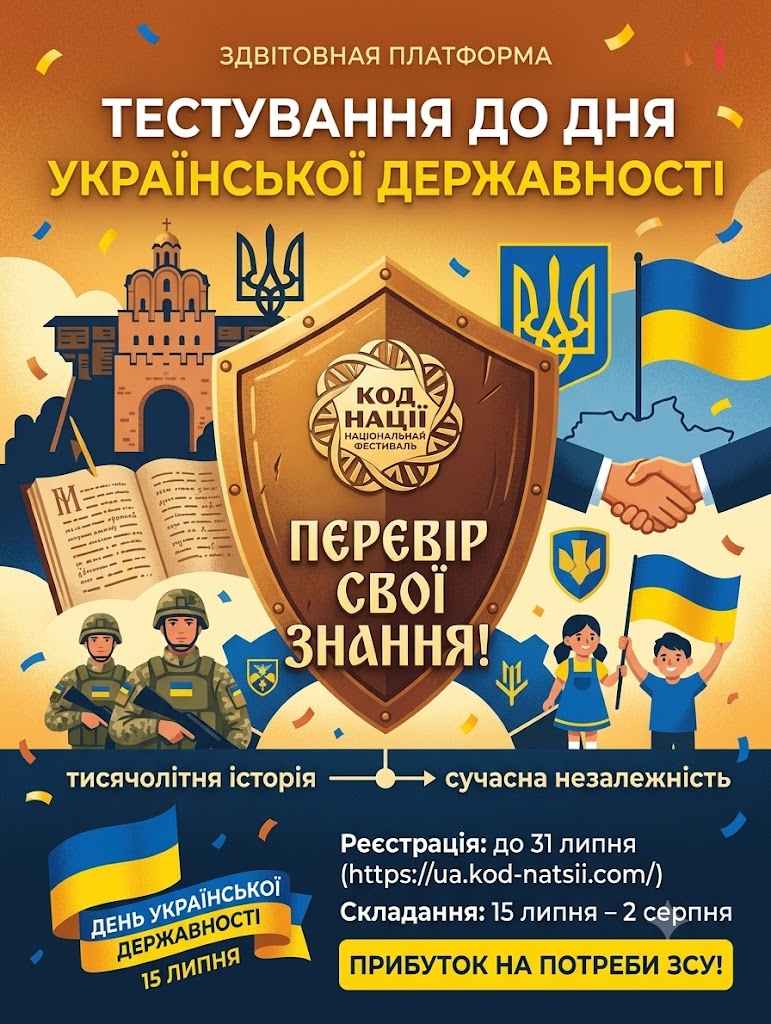 Перевірте свої знання: Освітня платформа «Код Нації» оголошує про проведення Тестування до Дня Української Державності